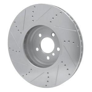 BMW 750I Brake Rotor (1) - Right Front - R1 Concepts - Drilled & Slotted - Silver - `09-`17